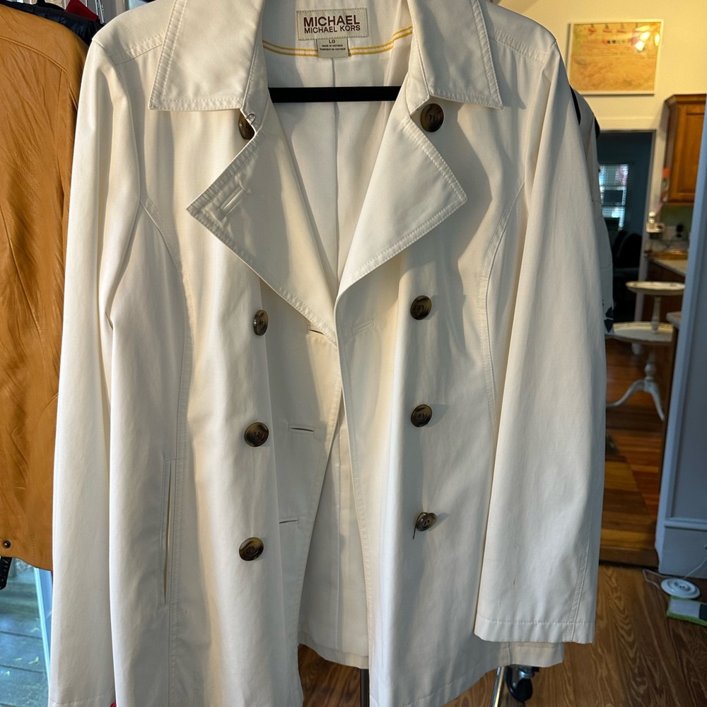 Michael Kors White Trench Coat Classic Design